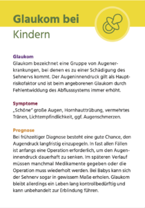 Abbildung Themenkarte: Glaukom bei Kindern mit gelben Headerbereich
