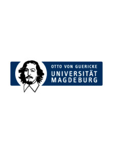 Logo UNIVERSITAETSKLINIK MAGDEBURG: gezeichnetes bild von Otto von Guericke + Schriftzug